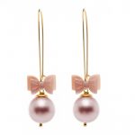 Boucles d'oreille Annabelle dorées roses, boucles d'oreille, bijoux haute fantaisie, bijoux rétro, créateur de bijoux, made in France, Antibes, Juan les pins