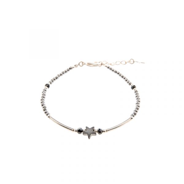 Bracelet Draconis gris argent, bracelet, bracelet argent, bijoux haute fantaisie, bijoux fantaisie, made in France, Antibes, Juan les pins