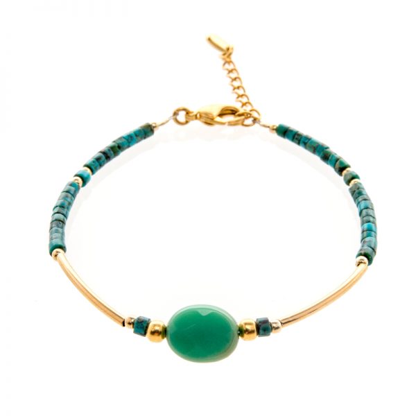 bracelet, Bracelet Saturne turquoise plaqué or, bijoux fantaisie, créateur de bijoux, turquoise, made in France, Antibes, Juan les pins