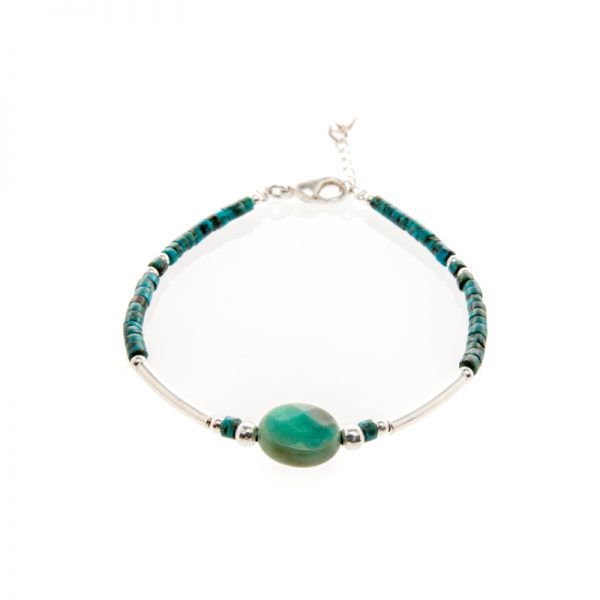 Bracelet Saturne turquoise argent: bijoux fantaisie, bijoux argent, made in France, Antibes, Juan les pins