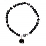 Bracelet Nina Onyx noir argent, bracelet argent, bijoux haute fantaisie, bijoux de créateur, made in france, Antibes, Juan les pins