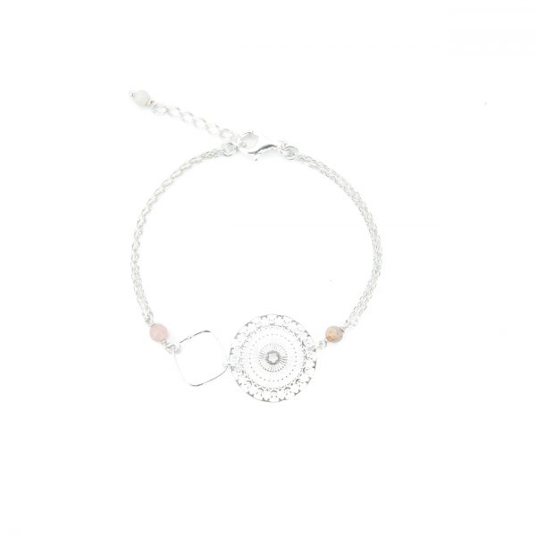 Bracelet Lana rose argent 16.5 cm, bijoux argent, bijoux fantaisie, handmade creation, création artisanales Antibes, Juan les pins