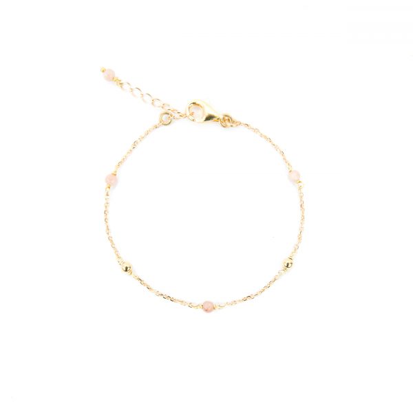 Bracelet Alisée rose plaqué or 16.5 cm, bracelet, bijoux plaqué or, bijoux fantaisie, fait main, made in France, juan les pins