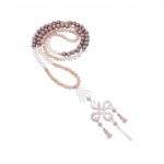 Sautoir Chizue rose argent 70 cm, sautoir argent, bijoux haute fantaisie, bijoux de créateur, création artisanales, made in France, antibes, Juan les pins