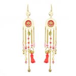 Boucles d'oreille Nichiren rouges, bijoux fantaisie, bijoux de créateur, made in France