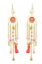 Boucles d'oreille Nichiren rouges, bijoux fantaisie, bijoux de créateur, made in France