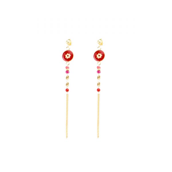 Boucles d'oreille Tara rouges, bijoux fantaisie, bijoux de créateur, made in France