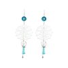Boucles d'oreille mandala bleues et argent, bijoux fantaisie, bijoux haute fantaisie, bijoux de créateur, made in France