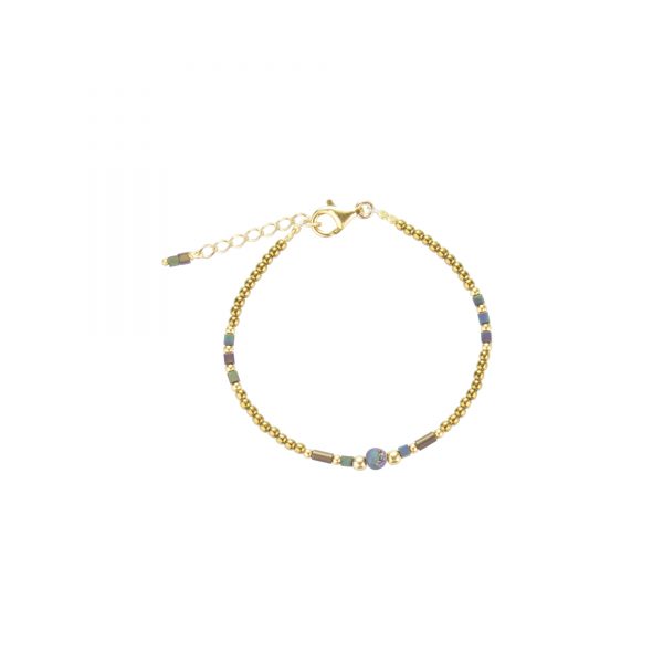 Bracelet Luna irisé doré plaqué or, bijoux fantaisie, bijoux de créateur, made in France, bracelet, cote d'azur