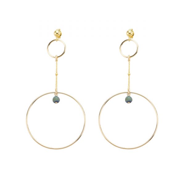 Boucles d’oreille Stella bleu plaqué or, bijoux fantaisie, bijoux de créateur, made in France, Juan les pins