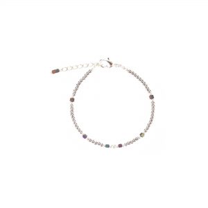 Bracelet Cassiopée prune argent, bijoux fantaisie, bijoux haute fantaisie, bijoux de créateur, made in France, Juan les pins