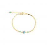 Bracelet Evil eye turquoise doré or fin 24 carats