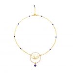 Collier Evil eye bleu plaqué or, bijoux fantaisie, bijoux de créateur, créations artisanales, made in France, Antibes, Juan les pins