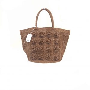 Sac Fourre tout Tsara flore crocheté à la main 100 % raphia